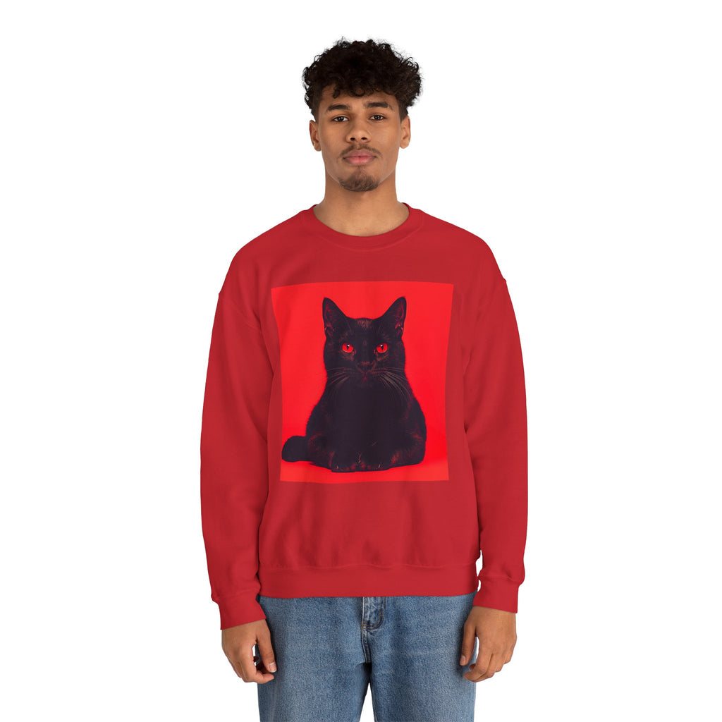 Black Cat with Red Eyes sweatshirt | Crewneck Cat Art, Gothic