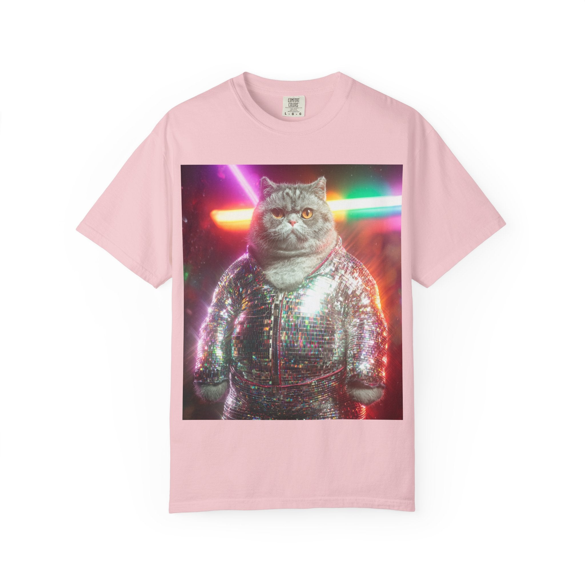 Unisex Disco Cat T-shirt | Funny Cat With Sequin Jacket, Stylish Cat Lovers Gift,  Trendy Cat Graphic Shirt