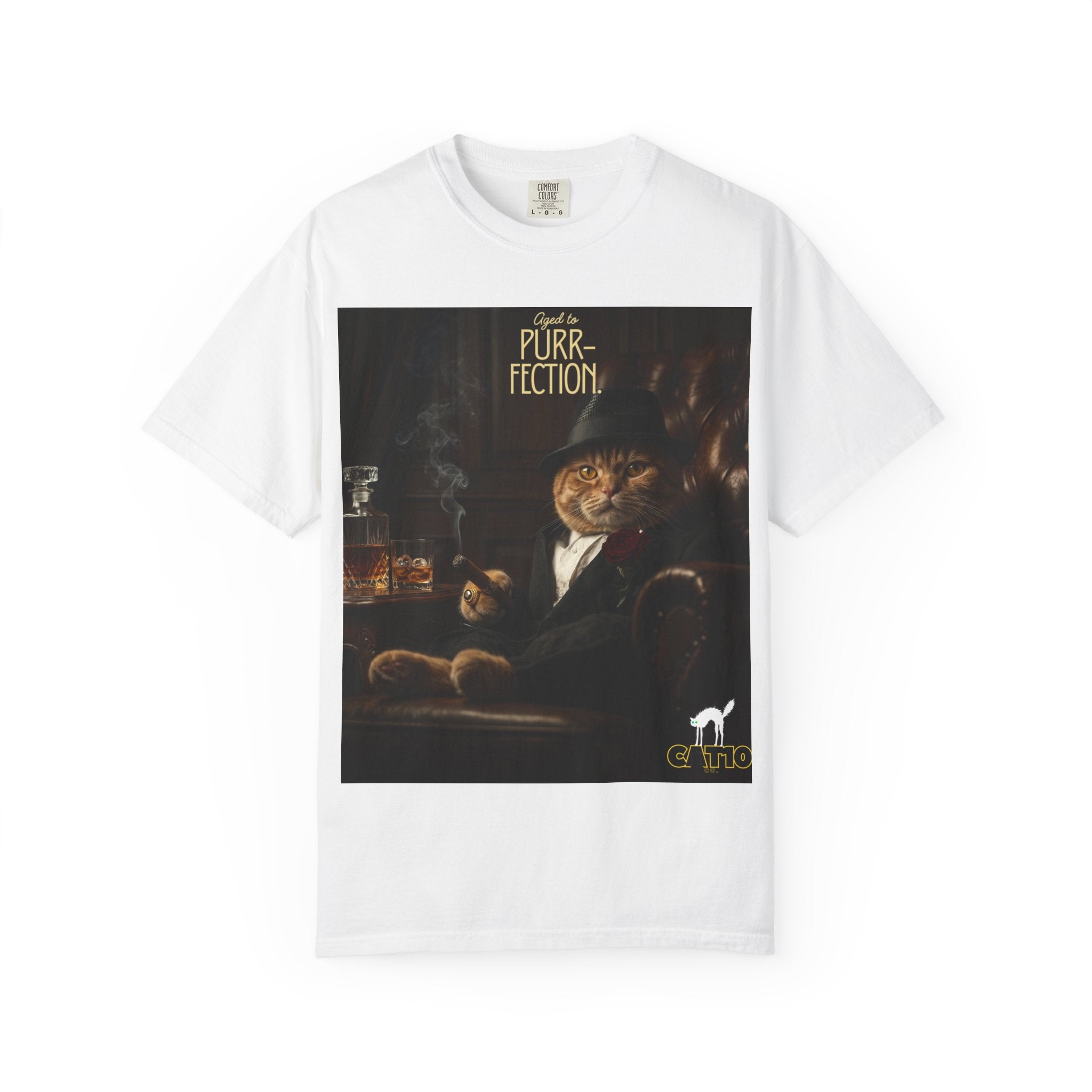 Aged to Purr-fection Cat Birthday gift T-Shirt | Vintage Dapper Cat Artwork