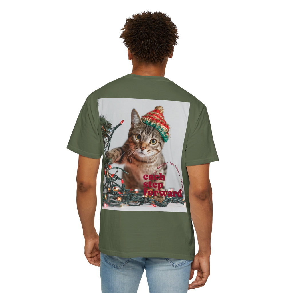 Tabby Cat in Knit Hat T-shirt | Christmas Kitty, Holiday Lights
