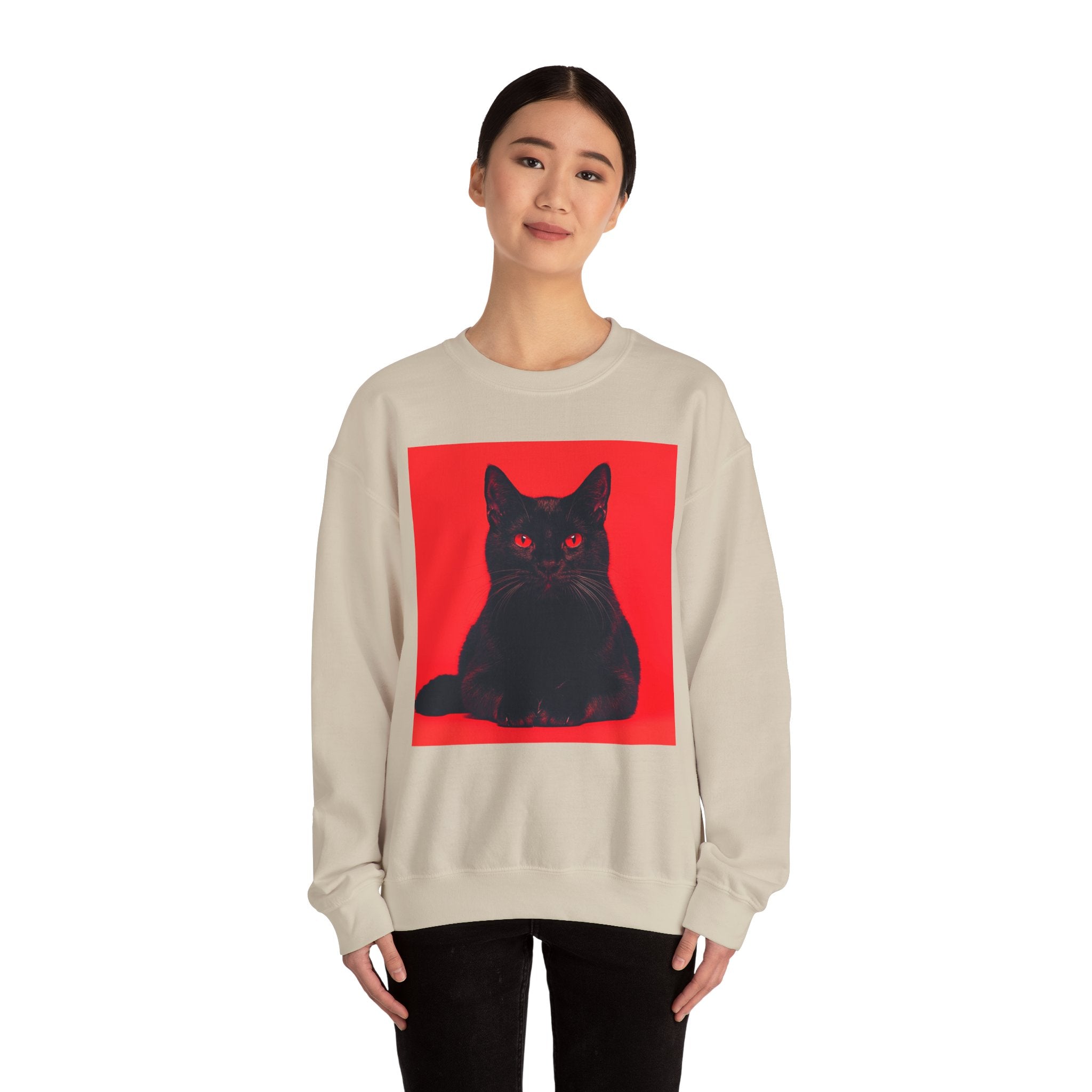 Black Cat with Red Eyes sweatshirt | Crewneck Cat Art, Gothic