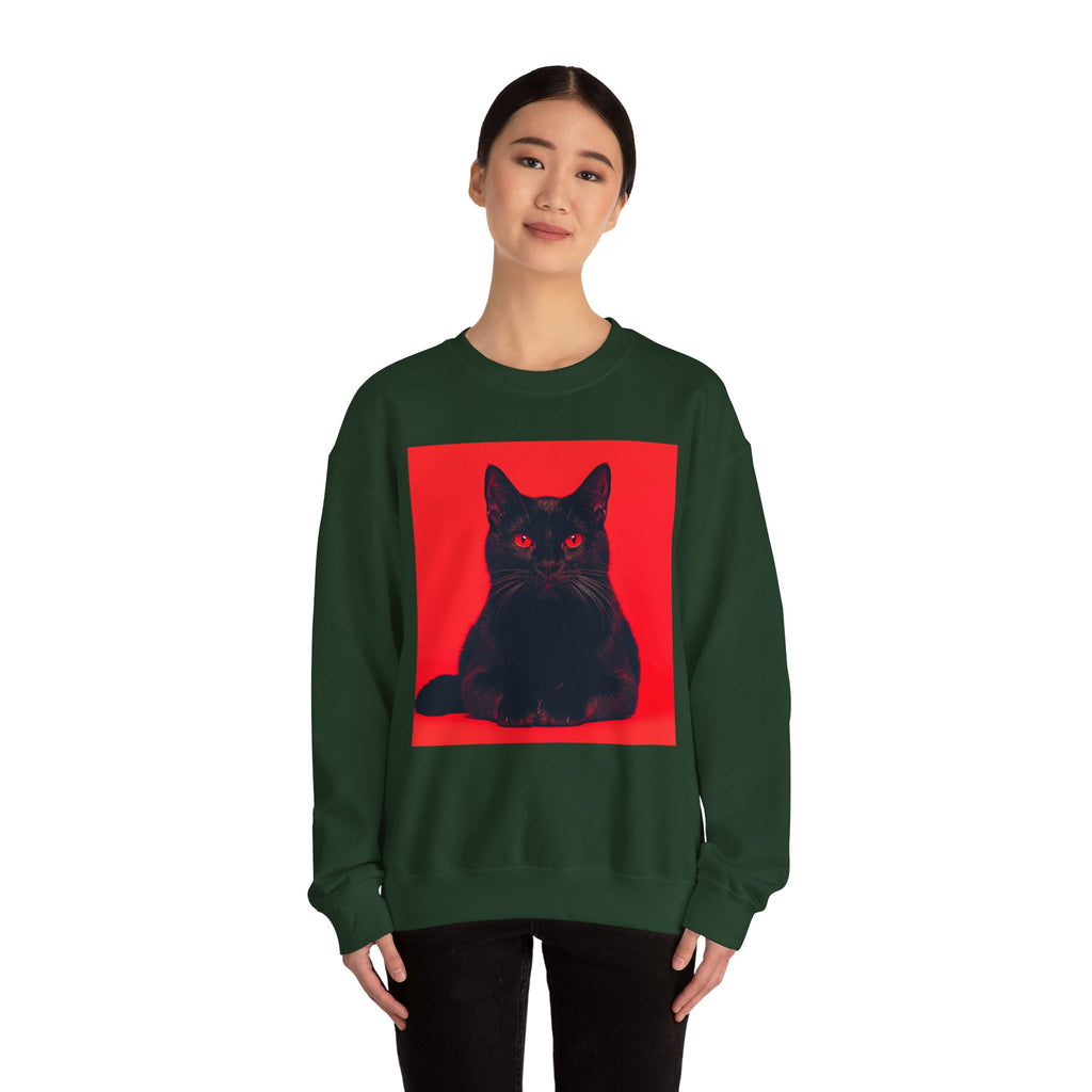 Black Cat with Red Eyes sweatshirt | Crewneck Cat Art, Gothic