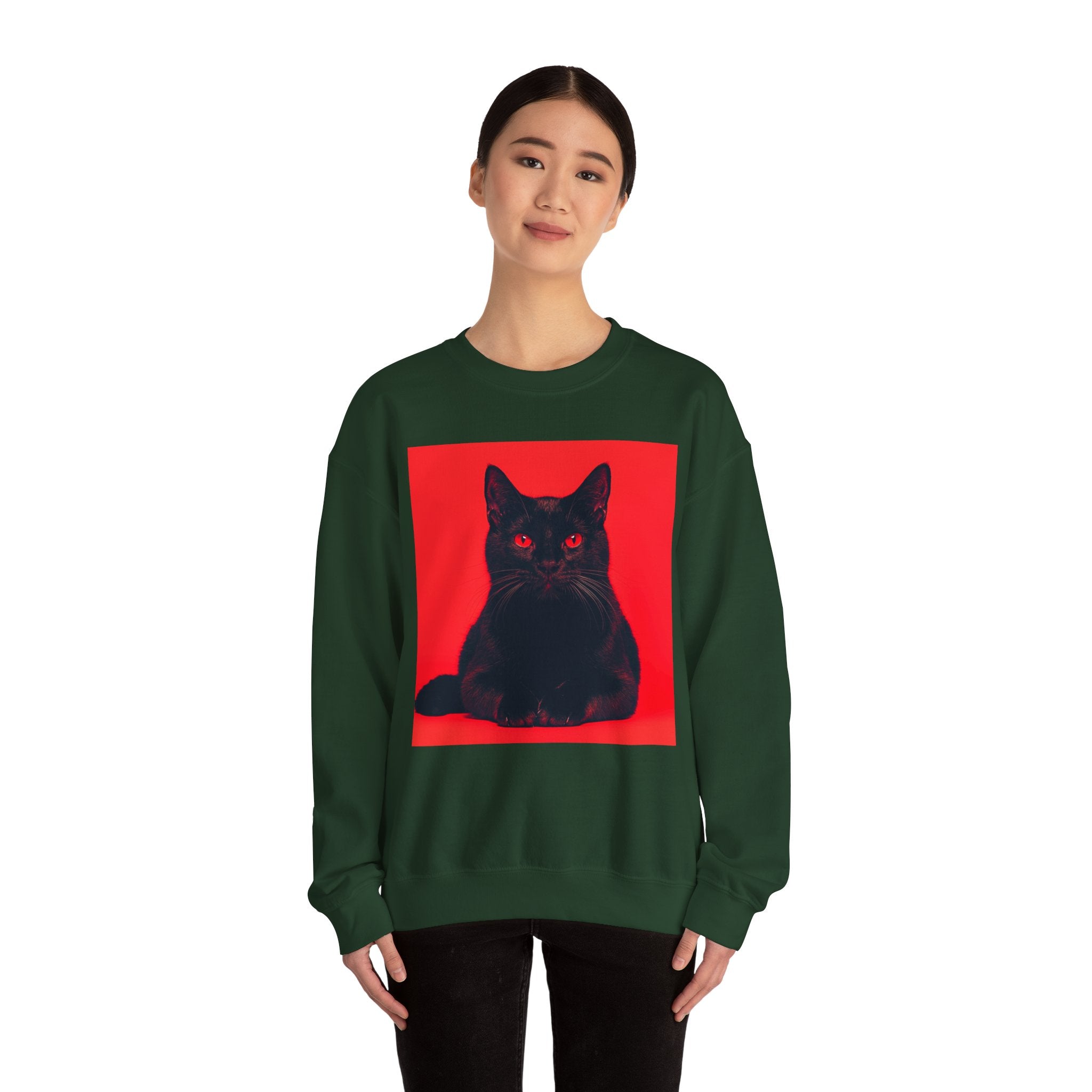 Black Cat with Red Eyes sweatshirt | Crewneck Cat Art, Gothic