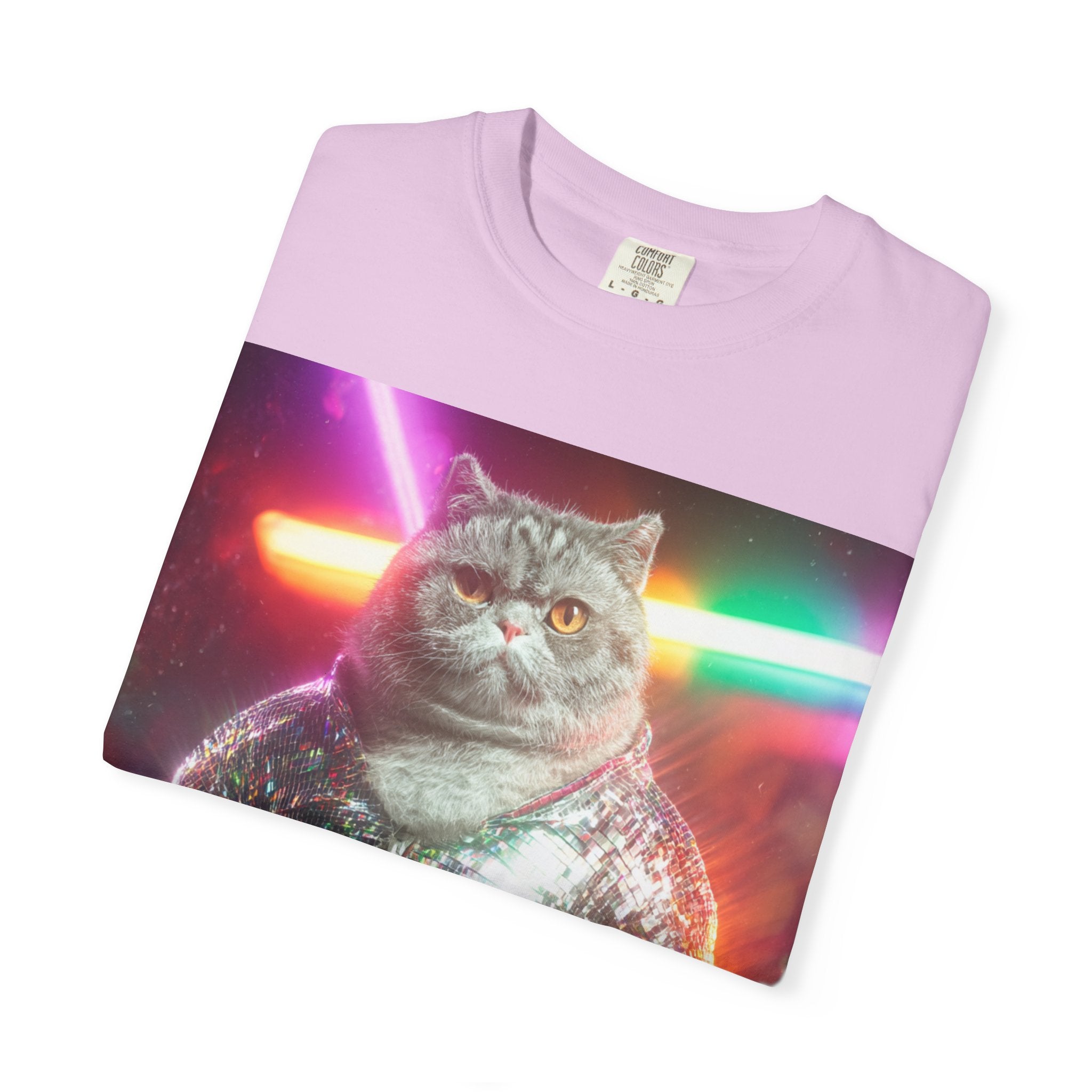 Unisex Disco Cat T-shirt | Funny Cat With Sequin Jacket, Stylish Cat Lovers Gift,  Trendy Cat Graphic Shirt