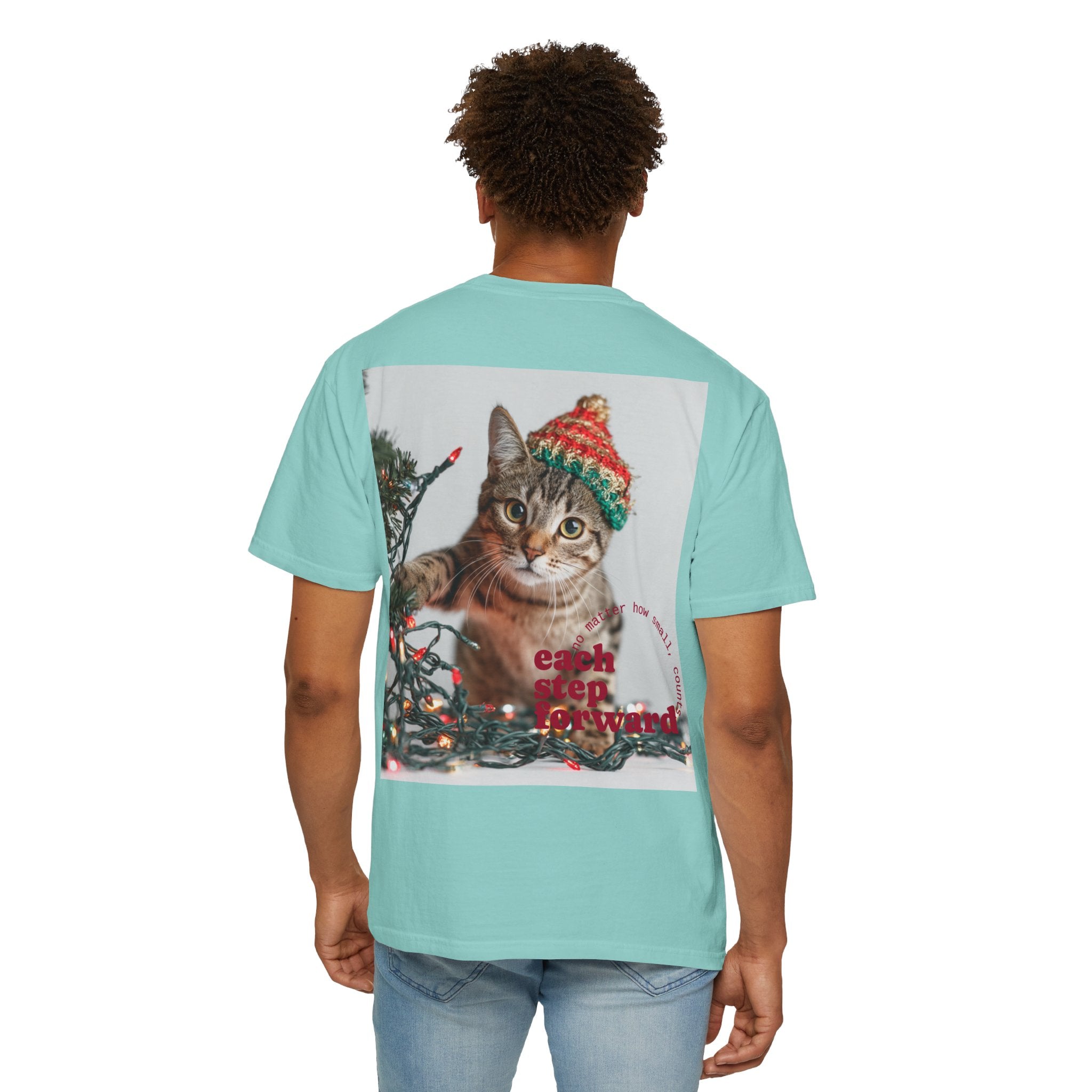 Tabby Cat in Knit Hat T-shirt | Christmas Kitty, Holiday Lights